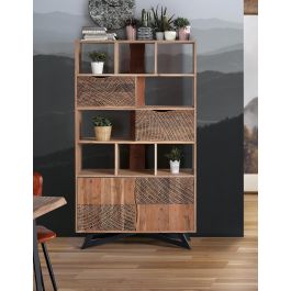 Giner y Colomer Estantería Madera de Acacia y Metal Natural 2 Cajones 2 Puertas