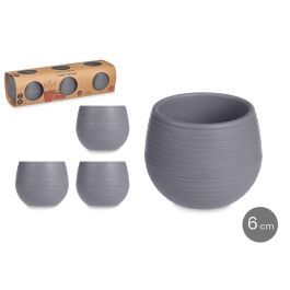 Set 3 Macetas Reserva Agua 6 Cm Antracita Ibergarden (8 Unidades)