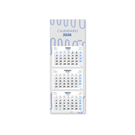 Liderpapel Calendario de Pared 2026 3 Meses Vistas Plegable 33x70 cm Papel 90 gr