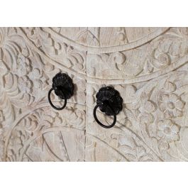 Giner y Colomer Armario de Madera de Mango con Puertas Talladas Estilo Étnico, Color Arena