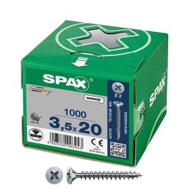 Spax Tornillo universal cabeza plana wirox 3,5x20mm rosca completa, ranura en cruz z2, 4cut - 1081010350205 - Caja 1000 unid. Precio: 16.50000044. SKU: B1BXYELGWQ