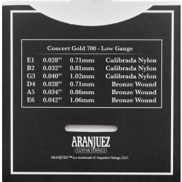 Aranjuez 700 Juego de Cuerdas Clásicas Nylon Concert Gold Tensión Baja