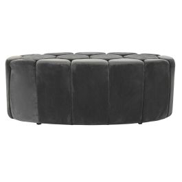 DKD Home Decor Descalzadora Scandi Gris de Poliéster y MDF para Dormitorio o Recibidor - 125 cm Ancho, 53 cm Largo, 46.5 cm Alto
