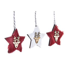 Decoracion Colgante Navidad Alpina DKD Home Decor Rojo Blanco 8 x 1 x 21 cm Set de 3 (2 Unidades)