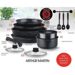 Batería de cocina Arthur Martin AM268B de 12 piezas - mango extraíble - todas las fuentes de calor incluida inducción