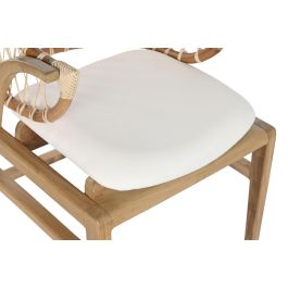 DKD Home Decor Silla Balines Blanco Natural Ratán Caoba 65 x 79 x 57 cm