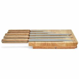 LIVOO MEC136 Juego de 5 cuchillos con soporte magnético, hoja de acero inoxidable, tamaño de 20 a 32,5 cm