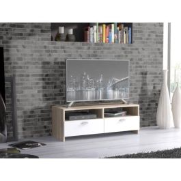 FINLANDEK Base para televisor HELPPO contemporánea blanca mate con efecto roble - An. 95 cm FINLANDEK Base para televisor HELPPO contemporánea blanca mate con efecto roble - An. 95 cm