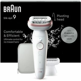 Braun Silk-épil 9 Depiladora Eléctrica 9-030 - Depilación Fácil para Piel Suave y Duradera - Blanco / Rosa