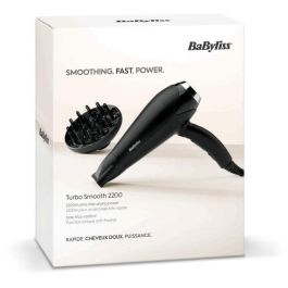 Babyliss D572DE Secador de Pelo Turbo Smooth 2200W con Tecnología Iónica Anti-Encrespamiento, Difusor Grande y Boquilla Concentradora