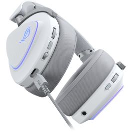 ASUS ROG Delta II Auriculares Gaming Inalámbricos/Alámbricos USB-C con Micrófono Extraíble y Luz RGB, Blanco