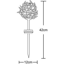 Galix Decoración de mariposa con energía solar G2623 - Metal, Altura 42 cm, 24 Micro LED, Blanco cálido, 3 Lúmenes