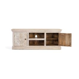 Giner y Colomer Mueble TV con 2 Puertas y 2 Huecos, Madera de Mango Color Arena