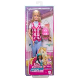 Barbie Hxj38 Muñeca Malibu Jinete de Equitación Articulada Inspirada en Netflix con Chaleco Rosa y Casco