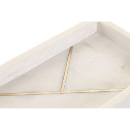 DKD Home Decor Bandeja Decorativa Glam de Mármol Blanco y Latón Dorado - Colección Mármol 2025 - 30x15x3.8 cm