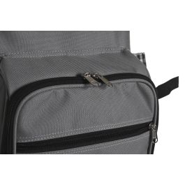 DKD Home Decor Mochila de Picnic para 2 Personas con Manta, Set de 9 Piezas, Poliester Gris Oscuro 20x39x28.5cm
