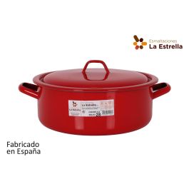 Cacerola Esmaltada con Tapa 28 cm Rojo - La Estrella (6 Unidades)