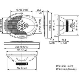 Kenwood KFC-S6976EX Altavoces de 3 vías 500W 4Ω (Ohm) 44-18000Hz para coche Sensibilidad 87dB