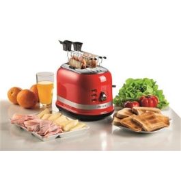 Ariete 149/00 Tostador Moderna 2 Ranuras Rojo con Pinzas y 3 Funciones