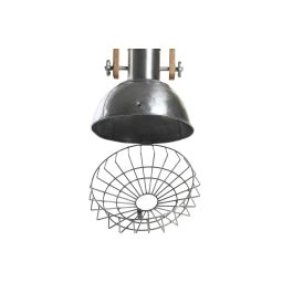 DKD Home Decor Lámpara de Techo Loft Estilo Industrial de Hierro y Madera de Mango, Plateado y Marrón, Bombilla E27 50W, 44 cm de Alto