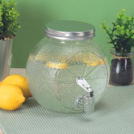 Home Deco Factory Dispensador Bebida Limón Vidrio con Grifo 1,5 L