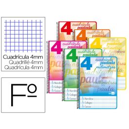 Cuaderno Espiral Liderpapel Folio Pautaguia Tapa Dura 80H 75 gr Cuadro Pautado 4 mmcon Margen Colores Surtidos 5 unidades