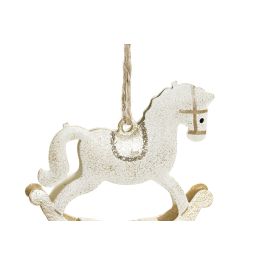 DKD Home Decor Decoración Colgante de Navidad Caballo Balancín Fantasía Dorado Beige Set de 6 Unidades (1 x 5.5 x 6.5 cm)