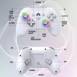 Subsonic SUB1709241285386 Controlador Inalámbrico para Nintendo Switch, LED Programables, Vibración y Giroscopio, Blanco