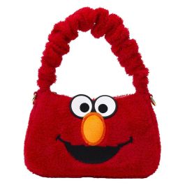 Loungefly Bolso Elmo Barrio Sésamo de Peluche con Piel Vegana, Asa Superior y Bandolera Ajustable