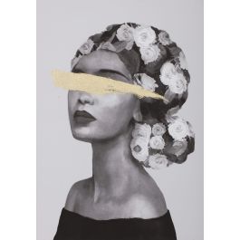 DKD Home Decor Cuadro Moderno Negro Dorado Lienzo Pino 70 x 100 x 3.7 cm (2 Unidades)