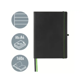 Leitz Cuaderno Complete Tapa Dura DIN A4, 80 Hojas Rayado Horizontal, Color Negro