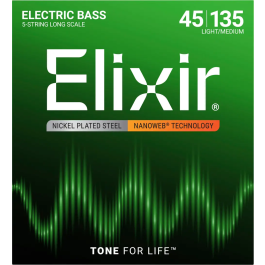 Elixir Juego Bajo Nanoweb 5St. Light Medium 45-135 Cuerdas para Bajo Eléctrico Precio: 53.49999996. SKU: B19986JKXM