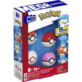 Mega Bloks Jct42 Equipo de Entrenador de Agua Pokémon con 4 figuras construibles articuladas y 4 Poké Ball - Squirtle, Magikarp, Shellder, Quaxly