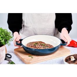 Cosy & Trendy COS5401110058458 Sartén Grill Fontestic Hierro Fundido Esmaltado Ø28 cm para Todo Tipo de Cocinas Inducción Azul