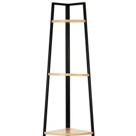 Home Deco Factory Estantería Esquina 5 Baldas Negra Essentiel - Metal y Madera 34.5x34.5x180 cm