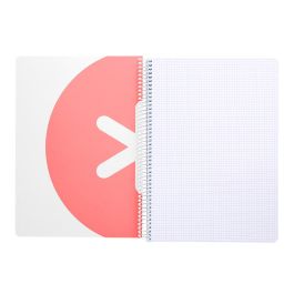 Cuaderno Espiral Antartik A4 Micro Tapa Dura 80 H 100 gr Cuadro 5 mm Sin Bandas 4 Taladros Color Coral