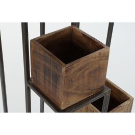 DKD Home Decor Macetero Moderno Marron Negro Mango y Metal 120 cm Alto