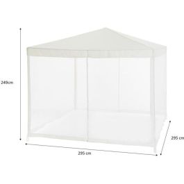 Arbor de jardín con 4 redes de mosquitos - 3x3m - Acero y poliéster 140 G - Blanco