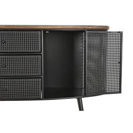 DKD Home Decor Buffet Loft Negro Marrón 145.5x45x76 cm con Botellero, 3 Cajones, 2 Puertas de Abeto y Metal Desmontable DKD Home Decor Buffet Loft Negro Marrón 145.5x45x76 cm con Botellero, 3 Cajones, 2 Puertas de Abeto y Metal Desmontable