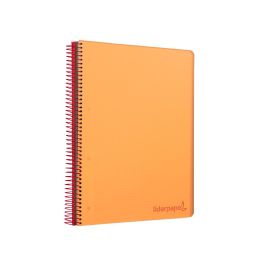 Cuaderno Espiral Liderpapel A4 Micro Wonder Tapa Plastico 120H 90 gr Cuadro 5 mm 5 Banda4 Taladros Color Naranja