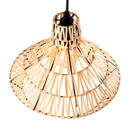 Lámpara Colgante Alec Beige Ratán Mediterráneo Cable Negro SKD-P-2006 Ajustable