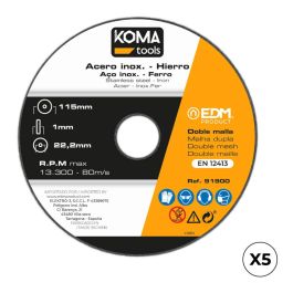 Koma Tools Disco de Corte para Hierro y Acero Inoxidable, Set de 5 uds, Ø115 x 1 x 22,2 cm Precio: 3.58999982. SKU: B13SAJ7E3B
