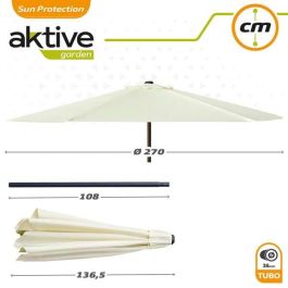 Parasol terraza 270 cm con chimenea y mástil de aluminio 3,8 cm color crema Parasol terraza 270 cm con chimenea y mástil de aluminio 3,8 cm color crema