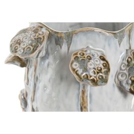 DKD Home Decor Jarrón Shabby de Cerámica Blanco y Azul 27 x 27 x 35 cm