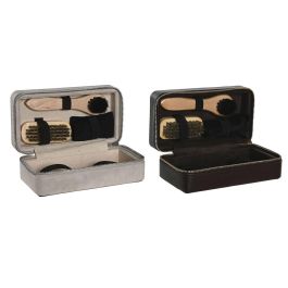 DKD Home Decor Limpia Zapatos de PU Gris Claro y Marrón Oscuro 10.5x7x19.5 cm - 2 Unidades del Set de 6 Surtidas