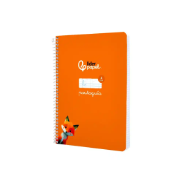 Liderpapel Cuaderno Espiral A5 Pautaguía Tapa Blanda 40 Hojas 75gr Cuadro Pautado 4mm Color Naranja