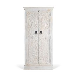 Giner y Colomer Armario Madera Mango Puertas Talladas Estilo Étnico Blanco 155x36cm Precio: 1572.9879. SKU: B1G94775NL