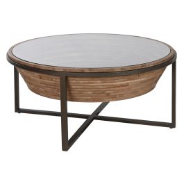 DKD Home Decor Mesa Centro Moderna de Abeto y Cristal Negro Marrón, 102x102x46 cm Precio: 432.98999975. SKU: B14ER65KG9