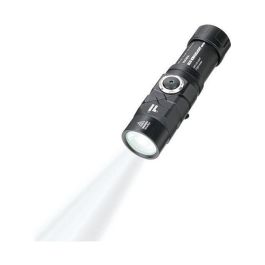 TROIKA ECO KNICKLICHT MICRO Linterna Frontal y de Mano LED Recargable USB, 5 Modos Luz Blanca y Roja, Negro, Aluminio