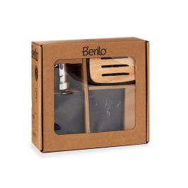 Set de Baño de Plástico y Bambú Negro Berilo - 19x8x20 cm (8 Unidades) Set de Baño de Plástico y Bambú Negro Berilo - 19x8x20 cm (8 Unidades)
